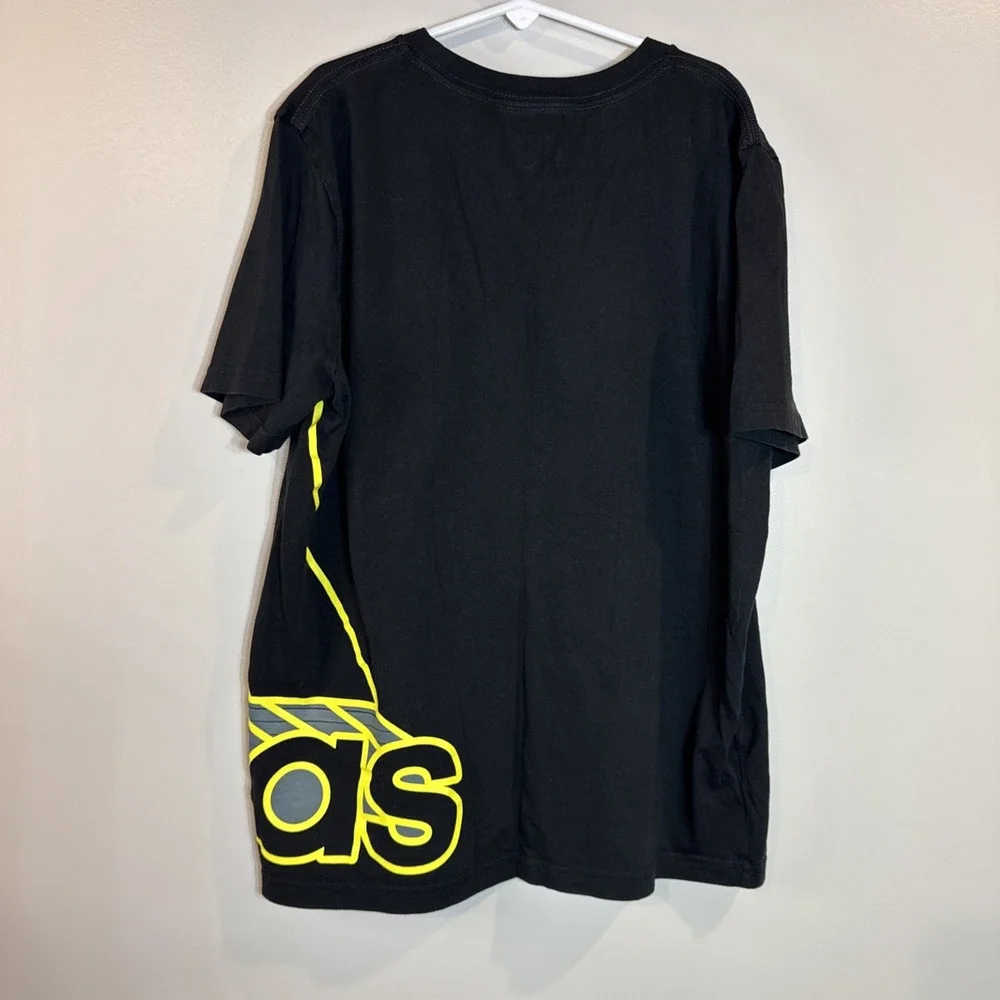 Adidas T Shirt Youth‎ Medium 10/12 Black With Yellow Accents